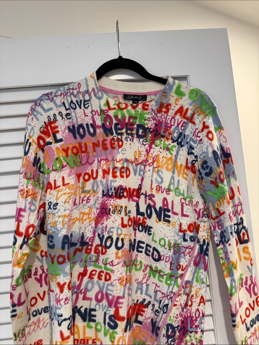 CHARLIE B Multicolor 'Love' Print Crewneck Sweater